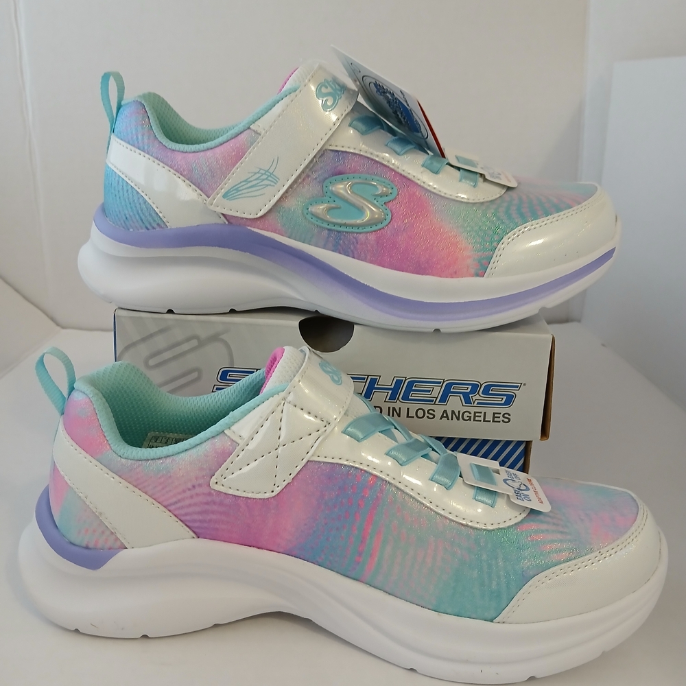 Skechers Kids Tie-Dye Pastel Sneaker - Mint, Pink & Lavender - Picture 7 of 8